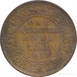 Монета. Индия. 1/4 анны 1911 год.