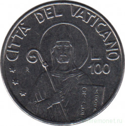 Монета. Ватикан. 100 лир 1990 год. Епископ.