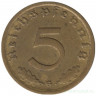 Монета. Германия. Третий Рейх. 5 рейхспфеннигов 1938 год. Монетный двор - Карлсруэ (G).