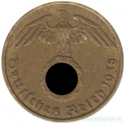 Монета. Германия. Третий Рейх. 5 рейхспфеннигов 1938 год. Монетный двор - Карлсруэ (G).