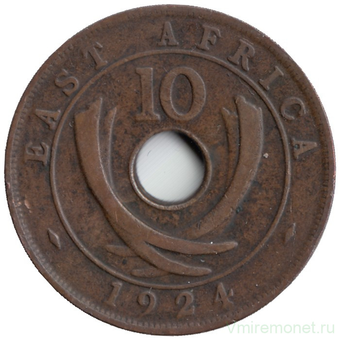 Монета. Британская Восточная Африка. 10 центов 1924 год.