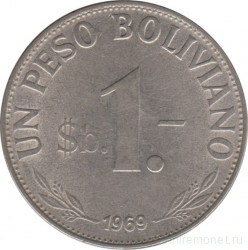 Монета. Боливия. 1 песо 1969 год.