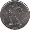 Монета. Канада. 25 центов 2009 год. XXI зимние Олимпийские игры. Ванкувер 2010. Конькобежный спорт. ав.