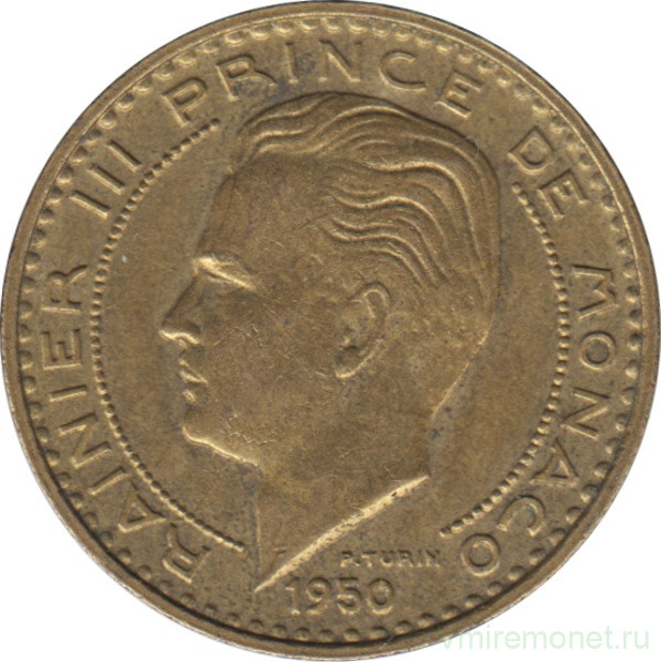 Монета. Монако. 20 франков 1950 год.