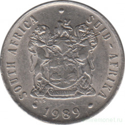 Монета. Южно-Африканская республика (ЮАР). 10 центов 1989 год.