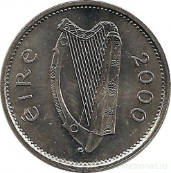 Монета. Ирландия. 10 пенсов 2000 год.