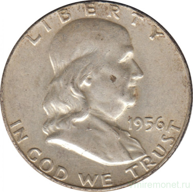 Монета. США. 50 центов 1956 год. Франклин.