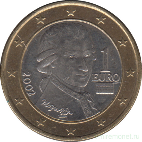 Монета. Австрия. 1 евро 2002 год.
