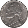  Монета. США. 5 центов 1992 год. Монетный двор D. ав.