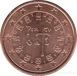 Монета. Португалия. 1 цент 2017 год.