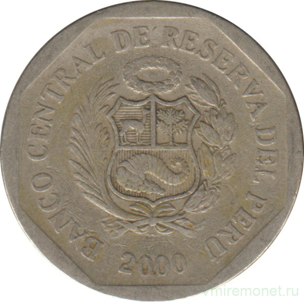 Монета. Перу. 50 сентимо 2000 год.