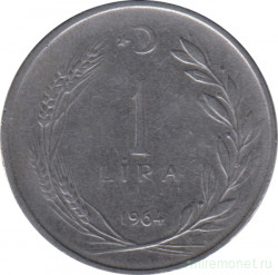 Монета. Турция. 1 лира 1964 год.