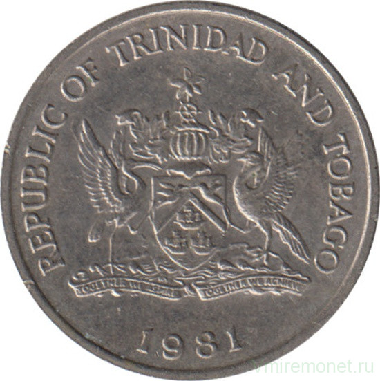 Монета. Тринидад и Тобаго. 25 центов 1981 год.