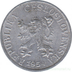 Монета. Чехословакия. 1 геллер 1954 год.