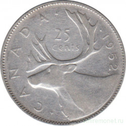 Монета. Канада. 25 центов 1952 год.