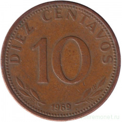 Монета. Боливия. 10 сентаво 1969 год.