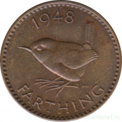 Монета. Великобритания. 1 фартинг 1948 год.