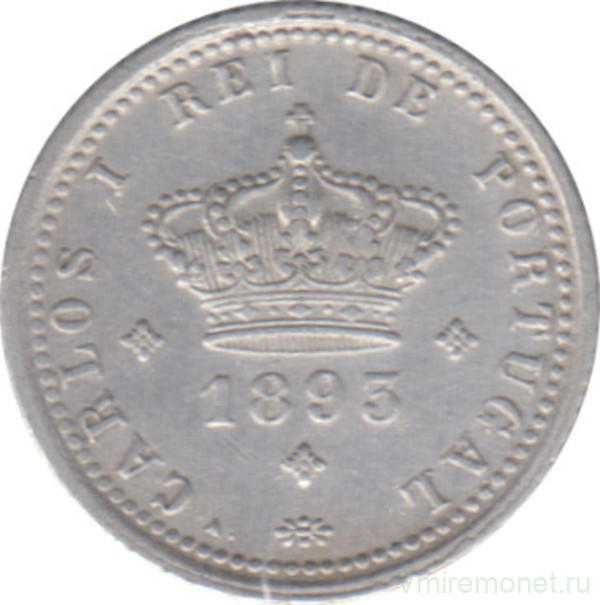 Монета. Португалия. 50 рейсов 1893 год.
