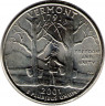 Монета. США. 25 центов 2001 год. Штат № 14 Вермонт.