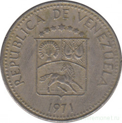 Монета. Венесуэла. 10 сентимо 1971 год.