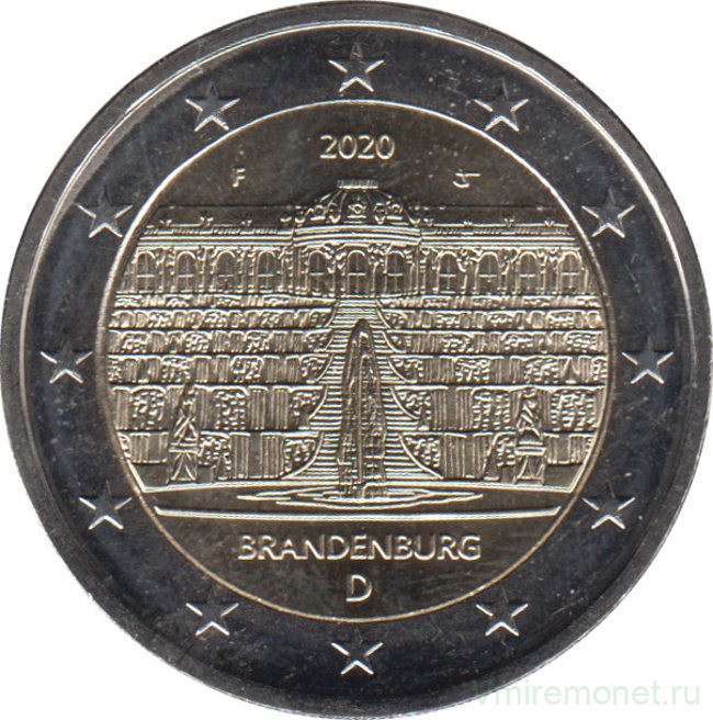 Монета. Германия. 2 евро 2020 год. Бранденбург (F).