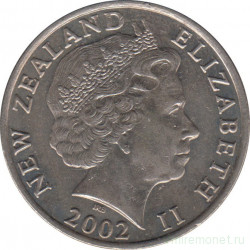 Монета. Новая Зеландия. 20 центов 2002 год.