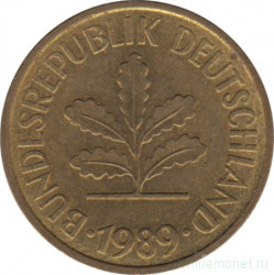 Монета. ФРГ. 5 пфеннигов 1989 год. Монетный двор - Гамбург (J).