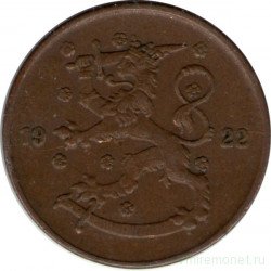 Монета. Финляндия. 5 пенни 1922 год.
