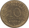  Монета. Франция. 10 сантимов 1982 год. ав.