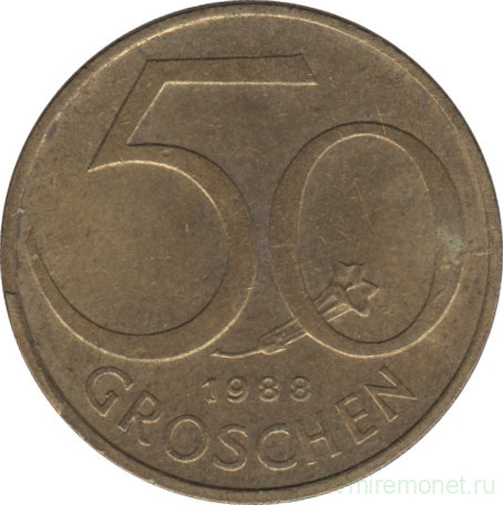 Монета. Австрия. 50 грошей 1988 год.