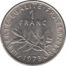  Монета. Франция. 1 франк 1973 год. ав.