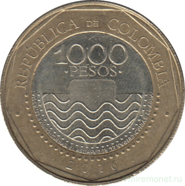 Монета. Колумбия. 1000 песо 2016 год.