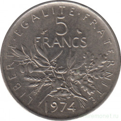 Монета. Франция. 5 франков 1974 год.