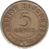 Монета. Британский Гондурас. 5 центов 1972 год.