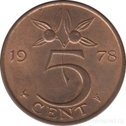 Монета. Нидерланды. 5 центов 1978 год.