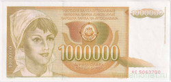 Банкнота. Югославия. 1000000 динаров 1989 год. Тип 99.