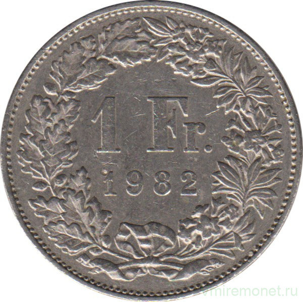 Монета. Швейцария. 1 франк 1982 год.