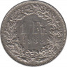  Монета. Швейцария. 1 франк 1982 год. ав.