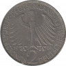 Монета. ФРГ. 2 марки 1958 год. Макс Планк. Монетный двор - Штутгарт (F). рев.