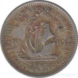 Монета. Британские Восточные Карибские территории. 10 центов 1961 год.