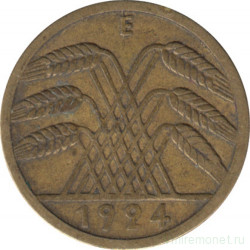Монета. Германия. Веймарская республика. 5 рентенпфеннигов 1924 год. Монетный двор - Мюльденхюттен (E). 