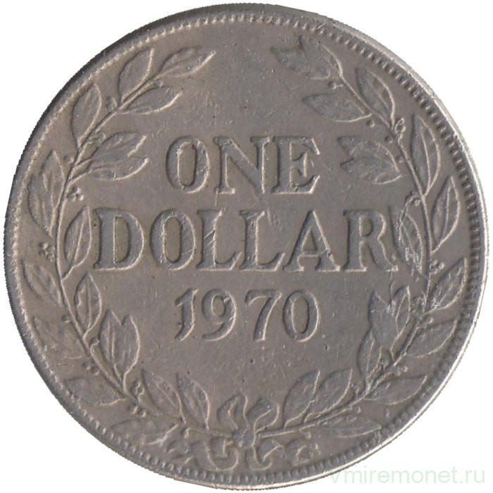Монета. Либерия. 1 доллар 1970 год.