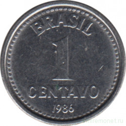 Монета. Бразилия. 1 сентаво 1986 год.