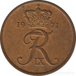 Монета. Дания. 5 эре 1971 год.
