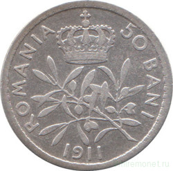 Монета. Румыния. 50 бань 1911 год.