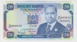 Банкнота. Кения. 20 шиллингов 1992 год.