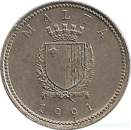 Монета. Мальта. 2 цента 1991 год.