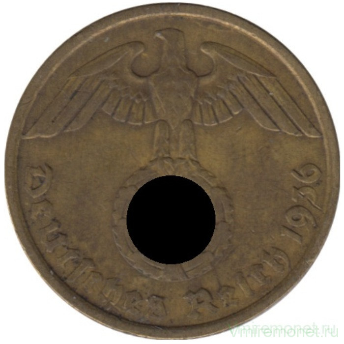 Монета. Германия. Третий Рейх. 10 рейхспфеннигов 1936 год. Монетный двор - Берлин (А).