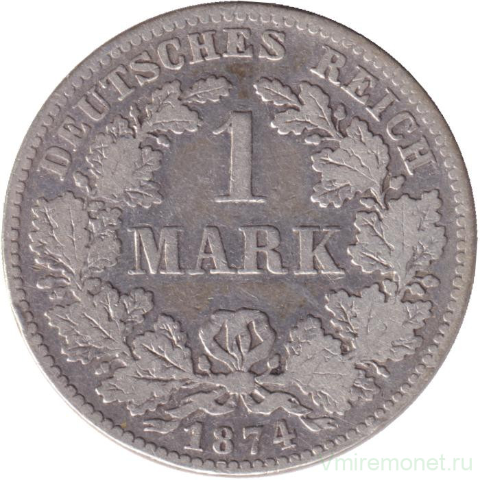 Монета. Германская империя. 1 марка 1874 год. (F).
