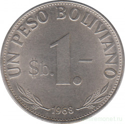 Монета. Боливия. 1 песо 1968 год.